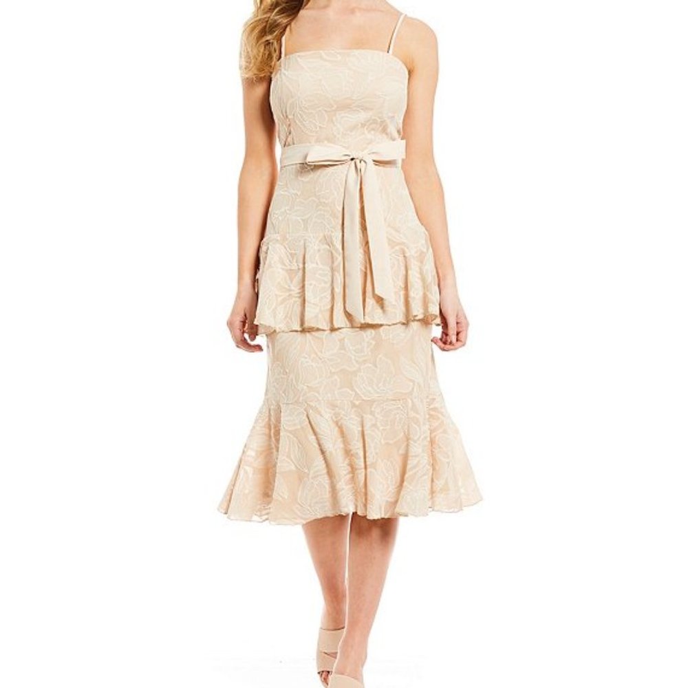Elena Tiered Ruffle Drop Waist Midi Dress